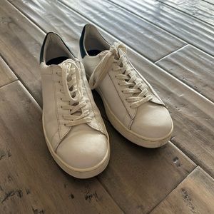 Massimo Dutti White Nappa Leather Sneakers Minimalist Trainer Shoes Mens Sz 40